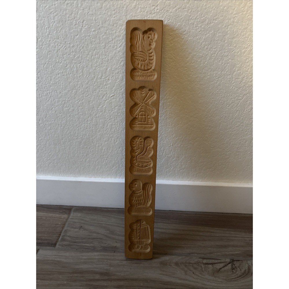 Springerle Speculaas 5 Cookie Stamp Windmill recipe Christmas Holland Wood 20”